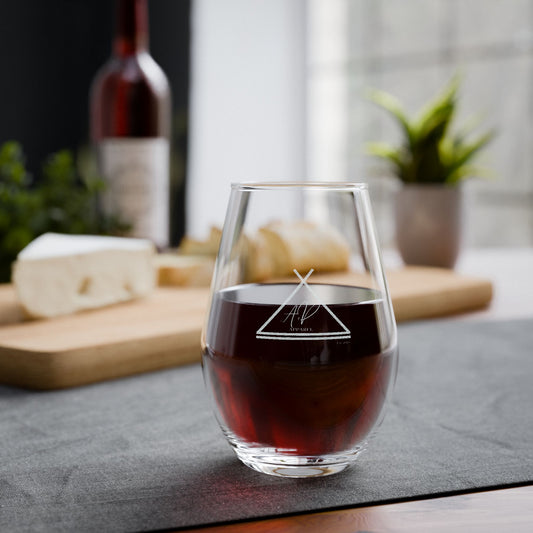 Engraved Teepee Stemless Wine Glass — 11.5oz Camping Glassware