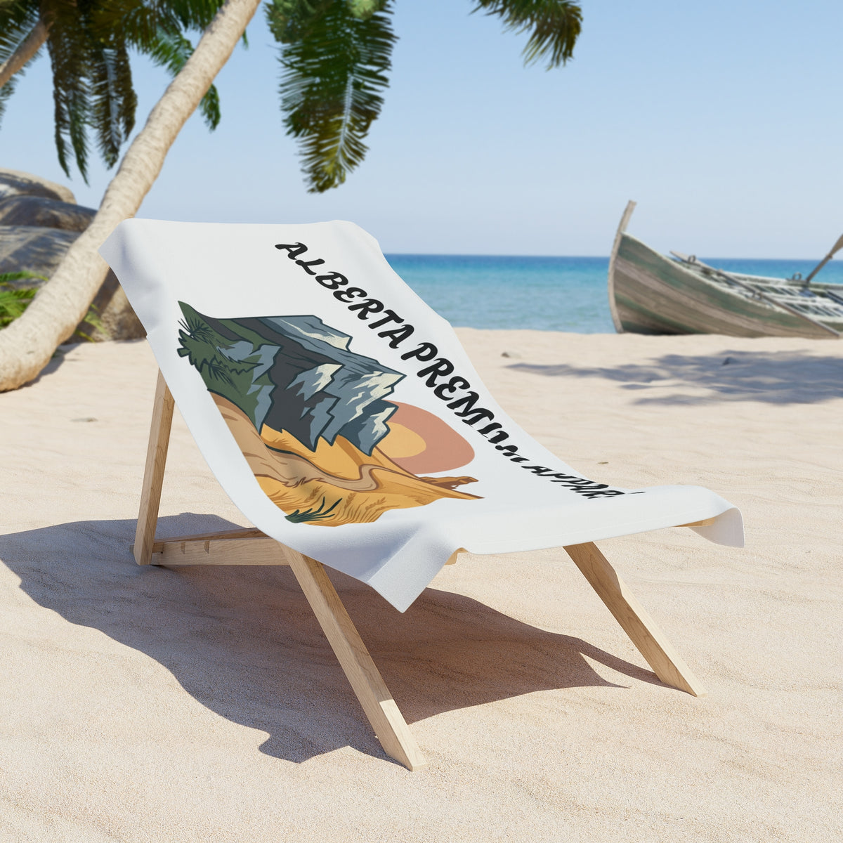 Alberta Premium Apparel Beach Towel – Mountain & Prairie Sunset Design