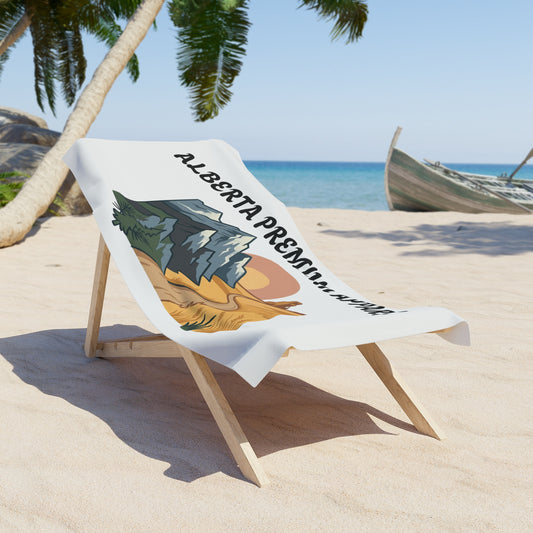 Alberta Premium Apparel Beach Towel – Mountain & Prairie Sunset Design